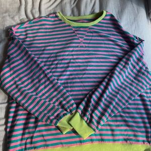 Striped Pink and Green Sweatshirt